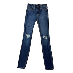 Hollister High-Rise Super Skinny Jeans Dark Wash Distressed Stretch Size W24R